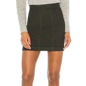 Free People Black Denim Mini Skirt "Modern Femme" Size 6 High Waisted
